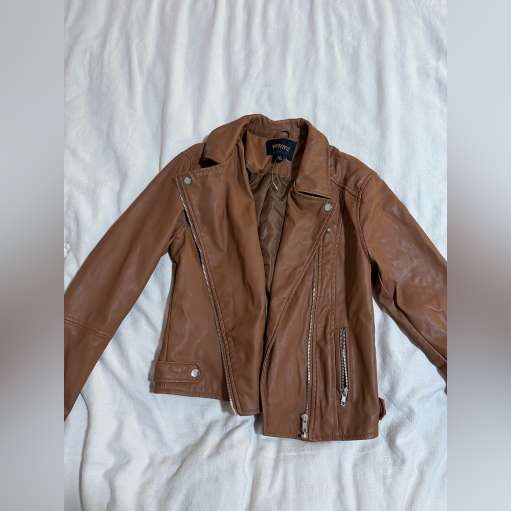 Brown Faux Leather Jacket